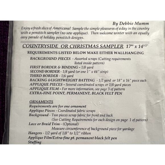 Debbie Mumm countryside or chirstmas sampler quilt pattern - Picture 6 of 8